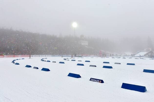 BIATHLON - IBU WC Antholz ANTHOLZ,ITALIEN,19.JAN.14 - BIATHLON - IBU Weltcup, 4x7,5km Staffel der Herren. Bild zeigt eine Uebersicht der Biathlon Arena in Antholz. 