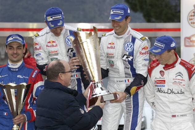 Prince Albert II of Monaco, Julien Ingrassia (F), Sebastien Ogier (F) WRC Rally Monte Carlo 2014 Rally Monte Carlo 2014