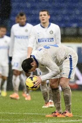Diego Milito Inter. Dejection Genova 19-01-2014, Stadio Marassi, Football Calcio 2013 2014 Serie A, Inter Mailand vs CFC Genua 1893 FC imagexsport