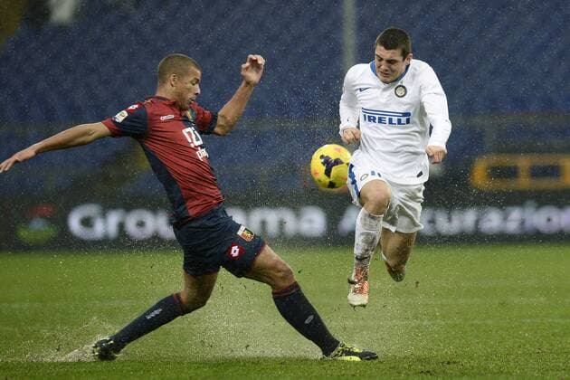 Db Genova 19 01 2014 - campionato di calcio serie A CFC Genua 1893 FC vs Inter Mailand: Mateo Kovacic-Sebastian De Maio 