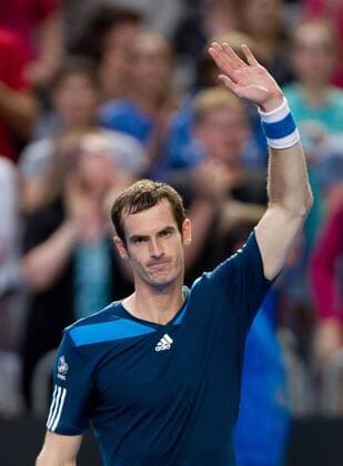 (140120) -- MELBOURNE, Jan. 20, 2014 (Xinhua) -- Andy Murray of United Kindom greets the audience after winning the men s singles fourth round match at Australian Open tennis tournament in Melbourne, Australia, Jan. 20, 2014. . (Xinhua Bai Xue) (SP)AUSTRALIA-MELBOURNE-TENNIS 