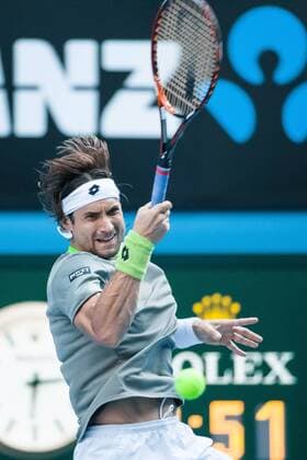 Jan. 21, 2014 - Melbourne, Australia - January 21, 2014: 3rd seed David FERRER (ESP) in action in a Quarterfinals match on day 9 of the 2014 Australian Open grand slam tennis tournament at Melbourne Park in Melbourne, Australia. SydneyLow Cal Media Tennis 2014: Australian Open JAN 21 - ZUMAc04