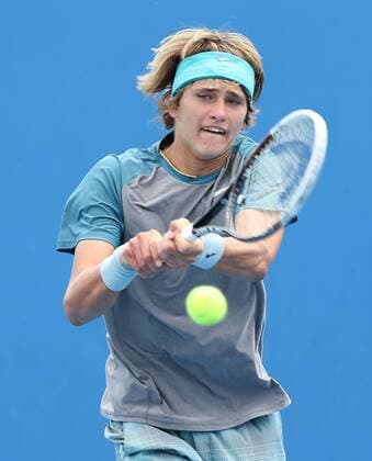 Australian Open 2014, Melbourne Park,ITF Grand Slam Tennis Tournament . Junioren Wettbewerb, Alexander Zverev (GER),Aktion,Einzelbild, Halbkoerper,Hochformat,