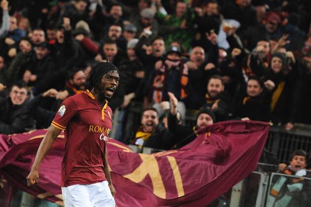 Gervinho. Goal celebration Roma 21-01-2014 Stadio Olimpico - Football Calcio Coppa Italia 2013 2014 AS Roma - Juventus Turin. andreaxstaccioli