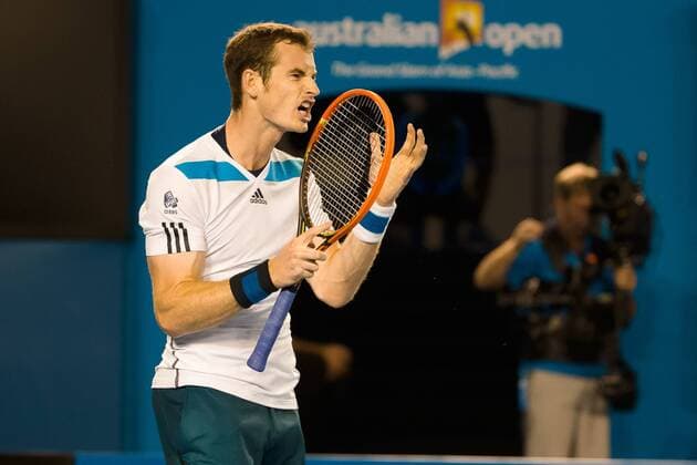 Jan. 22, 2014 - Melbourne, Victoria, Australia - January 22, 2014: Andy MURRAY (GBR) in action against 4th seed 6th seed Roger FEDERER (SUI) in a Quarterfinals match on day 10 of the 2014 Australian Open grand slam tennis tournament at Melbourne Park in Melbourne, Australia. Sydney Low Cal Media Tennis 2014: Australian Open JAN 22 - ZUMAc04