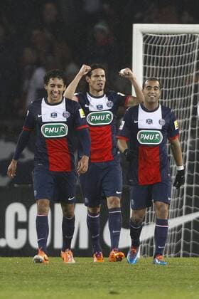 Edinson Cavani et equipe (PSG) FOOTBALL : Paris Saint Germain vs Montpellier - Coupe de France - 22 01 2014 GwendolineLeGoff Panoramic 