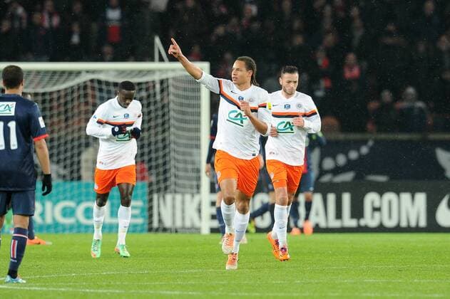 joie Daniel Congre apres son but (Montpellier) FOOTBALL : PSG vs Montpellier - Coupe de France - 22 01 2014 N.LeGouic FEP Panoramic 