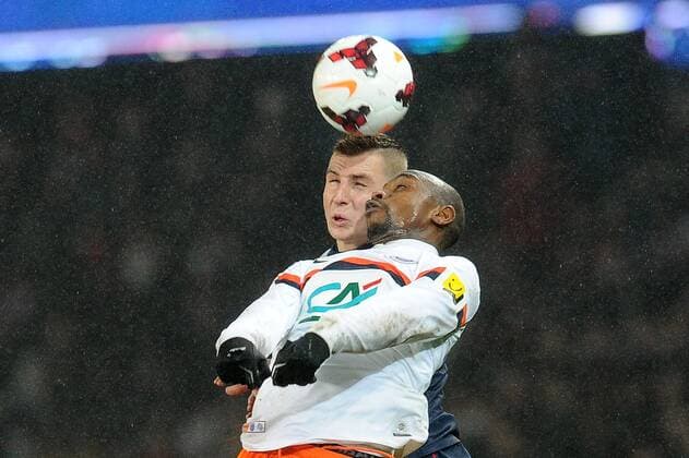 Lucas Digne (PSG) Souleymane Camara (Montpellier) FOOTBALL : Paris Saint Germain PSG vs Montpellier HSC - Coupe de France - 22 01 2014 N.LeGouic FEP Panoramic 