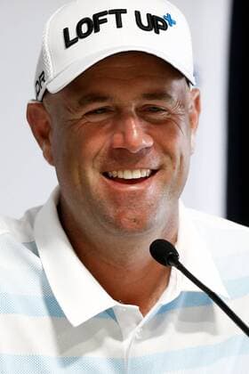 Jan. 23, 2014 - La Jolla, California, U.S - Tournament leader STEWART CINK gives an interview after the first round of the Farmers Insurance Open golf tournament at Torrey Pines Municipal Golf Course. Golf 2014 - Farmers Insurance Open - Round 1 - ZUMAw10