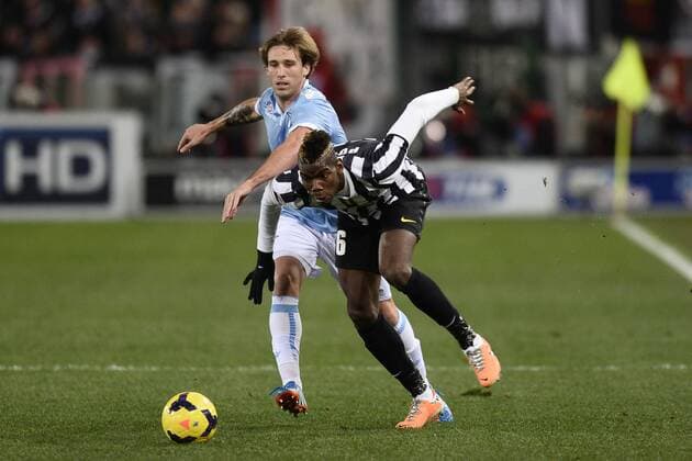 Db Roma 25 01 2014 - serie A Lazio Rom vs Juventus Turin foto DanielexBuffa Image Sport Pictured: Paul Pogba-Lucas Biglia 