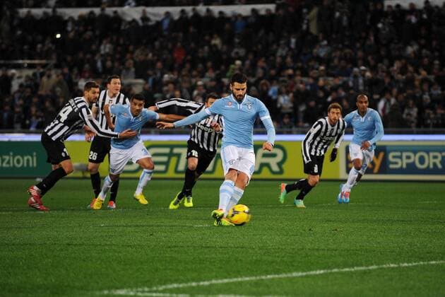 Gol Antonio Candreva Lazio . Penalty Goal celebration Roma 25-01-2014 Stadio Olimpico - Football Calcio Serie A 2013 2014 Lazio Roma - Juventus Turin Foto AndreaxStaccioli Insidefoto andreaxstaccioli