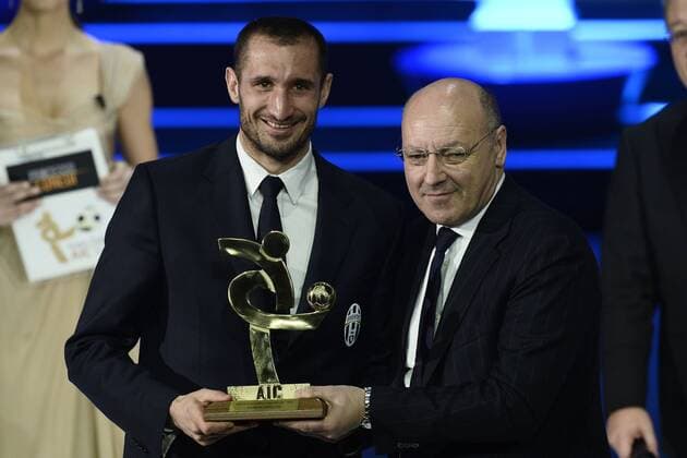Db Milano 27 01 2014 - Gala Oscar del calcio AIC 2013 foto DanielexBuffa Image Sport pictured: Giorgio Chiellini-Giuseppe Marotta 