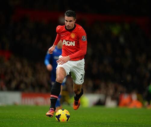 Robin van Persie of Manchester United - Barclays Premier League - Manchester United vs Cardiff City - Old Trafford Stadium - Manchester - England - 28th January 2014 - Picture Simon Bellis Sportimage EDITORIAL USE ONLY. No use with unauthorised audio, video, data, fixture lists, club league logos or live services. Online in-match use limited to 120 images, no video emulation. No use in betting, games or single club league player publications.