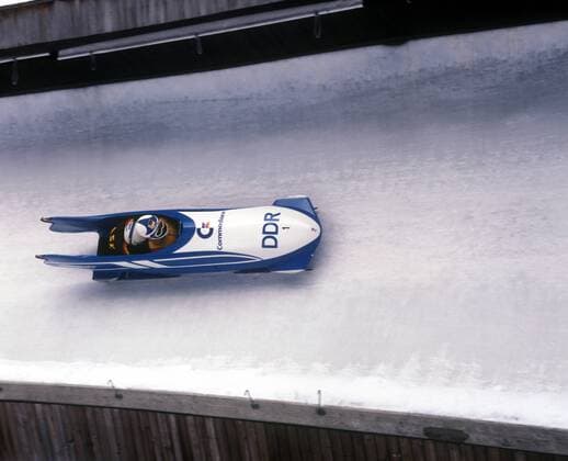 Bob Weltmeisterschaft in Königssee: Wolfgang Hoppe und Dietmar Schauerhammer (DDR) im Zweierbob