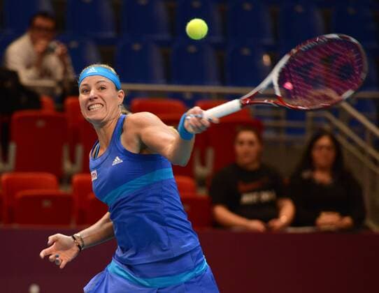 Angelique Kerber (GER) in Aktion. Open GDF Suez, 2014, Paris, Frankreich.