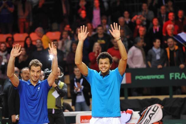 Richard Gasquet et Jo Wilfried Tsonga (Fra) TENNIS : France vs Australie - Coupe Davis - 01 02 2014 TennisMagazine Panoramlc 