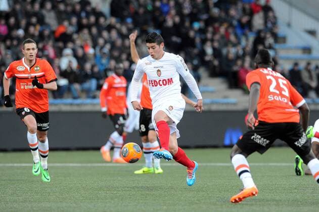 James Rodriguez (Monaco) Lamine Gassama (Lorient) FOOTBALL : Lorient vs Monaco - Ligue 1 - 01 02 2014 N.LeGouic FEP Panoramic 