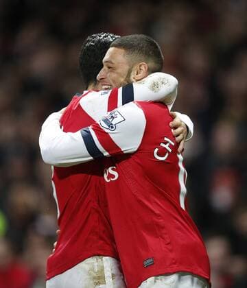 Arsenal s Alex Oxlade-Chamberlain celebrates scoring his sides opening goal Arsenal vs Crystal Palace - Premier League - Emirates Stadium - London - England - 02 02 2014 - Pic David Klein Sportimage EDITORIAL USE ONLY. No use with unauthorised audio, video, data, fixture lists, club league logos or live services. Online in-match use limited to 120 images, no video emulation. No use in betting, games or single club league player publications.