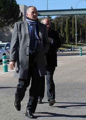 Ex football player of the Spanish selection and President of the Real Betis Balompie Fundation Rafael Gordillo during the funeral ceremony in memory of the national soccer team coach Luis Aragones. February 2, 2014.  (1608371)