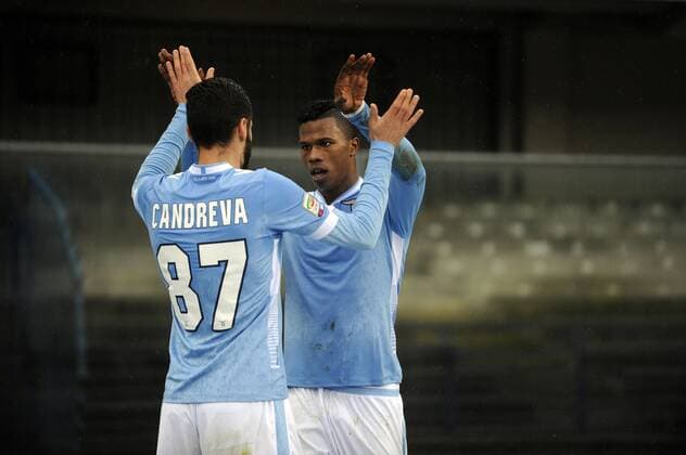 Keita Balde, Antonio Candreva Lazio. Goal celebration Verona 02-02-2014 Stadio Bentegodi. Football Calcio Serie A 2013 2014 AC Chievo Verona - Lazio Rom. fnozxinside