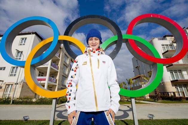 Speedskater Martina Sablikova poses in front of the Czech Olympic House in Olympic Venue in Sochi, Russia, on February 4, 2014. (CTKxPhoto RomanxVondrous) CTKPhotoP201402040524801  vnd 1