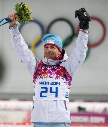 08.02.2014, Laura Cross-country Ski und Biathlon Center, Krasnaya Polyana, RUS, Sochi 2014, Biathlon, Herren, Sprint 10 Km, im Bild Olympiasieger Ole Einar Björndalen (NOR, Goldmedaille) gold winner Ole Einar Björndalen of Norway during the Sprint 10km of mens Biathlon of the Olympic Winter Games Sochi 2014 at the Laura Cross-country Ski and Biathlon Center in Krasnaya Polyana, Russia on 2014 02 08.  EP_Gro  