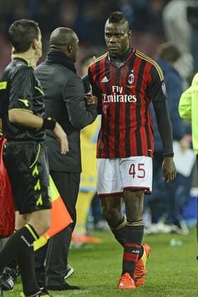 Clarence Seedorf, Mario Balotelli Milan Napoli 08-02-2014 Stadio San Paolo - Football 2013 2014 Serie A. SSC Neapel vs AC Mailand Insidefoto