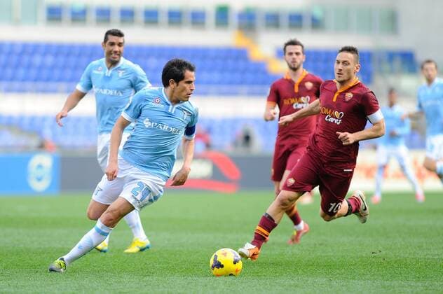 IPP20140209 Football - soccer: Serie A, Lazio Rom - AS Rom, Ledesma, Totti francesco xHOCHxZWEIx xItalyxPhotoxPressx 