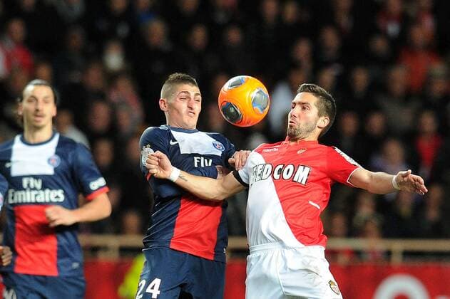 Joao Moutinho (Monaco) Marco Verratti (PSG) FOOTBALL : AS Monaco vs Paris St Germain (PSG) - Ligue 1 - 09 02 2014 N.LeGouic FEP 