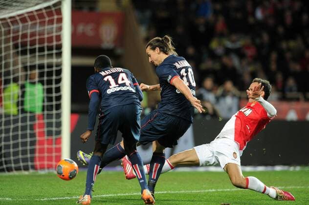 Ricardo Carvalho (Monaco) occasion manquee Zlatan Ibrahimovic (PSG) FOOTBALL : AS Monaco vs Paris St Germain (PSG) - Ligue 1 - 09 02 2014 N.LeGouic FEP 