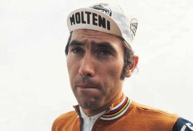 Road Cycling - 1974 Tour de France - Stage Two: Plymouth-Plymouth Belgium s Eddy Merckx, in the white combination jersey, underneath his Molteni team top, on the Plympton bypass. He would go on to win the general classification. It was the first time the Tour had been staged on British soil, to celebrate the UK s entry to the Common Market 29 06 1974 