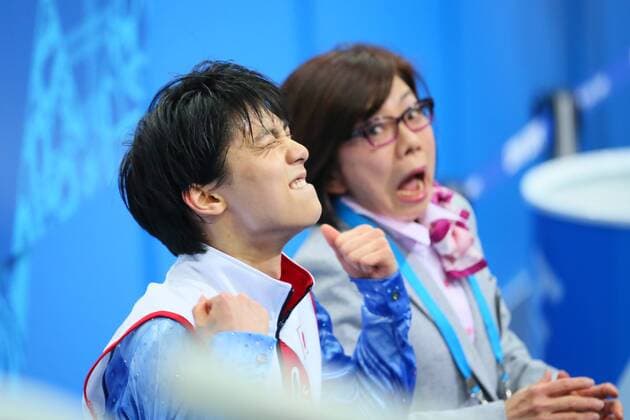 (L-R) Yuzuru Hanyu, Yoshiko Kobayashi (JPN), FEBRUARY 13, 2014 - Figure Skating : Men s Short Program at ICEBERG Skating Palace during the Sochi 2014 Olympic Winter Games in Sochi, Russia. Noxthirdxpartyxsales  ( umqa009449)
