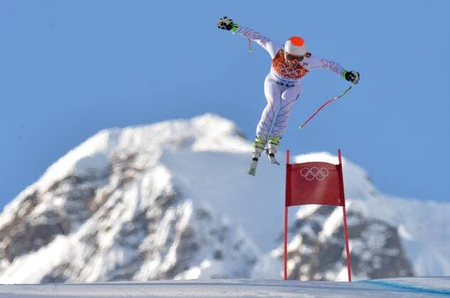 United State s Bode Miller competes in the Men s Super Combined at the Sochi 2014 Winter Olympics on February 14, 2014 in Krasnaya Polyana, Russia.  OLY20140214307