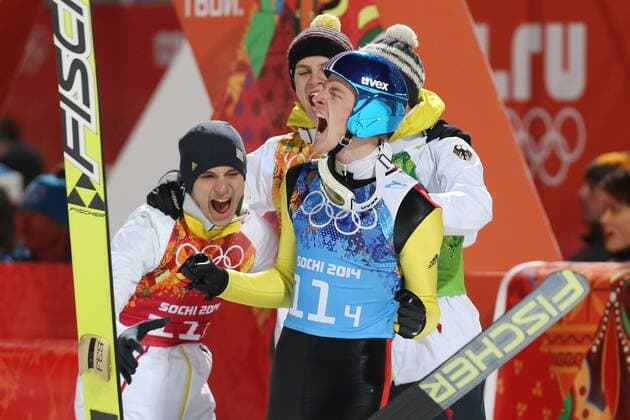 The XXII Winter Olympic Games 2014 in Sotchi, Olympics - Olympische Winterspiele Sotschi 2014, Men s Team Ski Jumping, Andreas Wank, Marinus Kraus, Andreas Wellinger, Severin Freund GER, xMaltexChristiansx