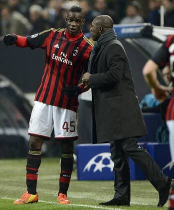 Mario Balotelli, Clarence Seedorf Milan Milano 19-02-2014 Stadio Giuseppe Meazza - Football 2013 2014 Champions League. Milan - Atletico Madrid Foto Giuseppe Celeste Insidefoto giuseppexceleste