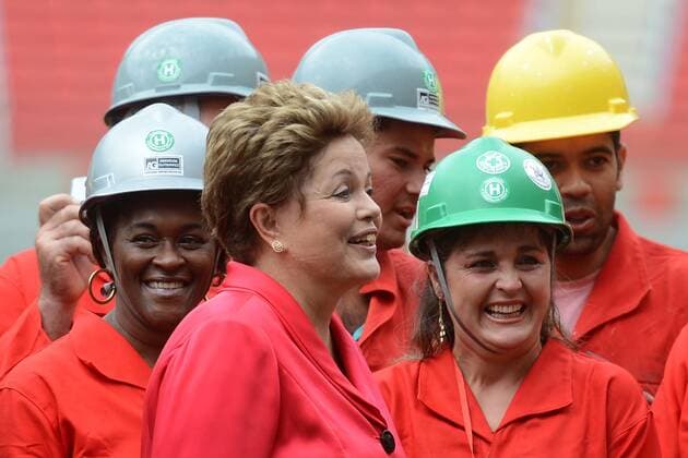 PORTO ALEGRE -20 02 2014- BRASIL: Präsidentin Dilma Rousseff während der Einweihung des Estadio Beira Rio, Heimstätte des SC Internacional. 