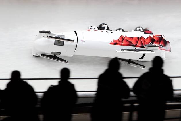 The XXII Winter Olympic Games 2014 in Sotchi, Olympics - Olympische Winterspiele Sotschi 2014, Four-man Bobsleigh Heat 2, Justin Kripps, Jesse Lumsden, Cody Sorensen, Ben Coakwell CAN, Canada, Kanada, xMaltexChristiansx