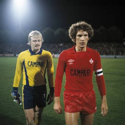 Abgang in die Halbzeitpause, Torwart Ronnie Hellström (FCK) links und Spielführer Klaus Toppmöller (FCK), Fussball, Bundesliga, 1977 1978, MSV Duisburg gegen 1. FC Kaiserslautern 3:2 Fussball, Bundesliga, 1977 1978, Wedaustadion, MSV Duisburg gegen 1. FC Kaiserslautern 3:2, Abgang in die Halbzeitpause, Torwart Ronnie Hellström (FCK) links und Spielführer Klaus Toppmöller (FCK), football, Bundesliga, 1977 1978, Wedau Stadium, MSV Duisburg versus 1. FC Kaiserslautern 3:2, leaving for half-time break, keeper Ronnie Hellström (FCK) left and team leader Klaus Toppmöller (FCK)