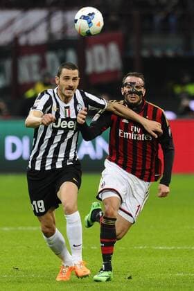 Mg Milano 02 03 2014 - campionato di calcio serie A AC Mailand vs Juventus Turin: Leonardo Bonucci-Giampaolo Pazzini 
