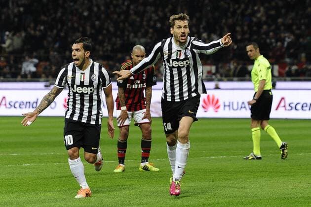Db Milano 02 03 2014 - campionato di calcio serie A AC Mailand vs Juventus Turin: Torjubel Fernando Llorente 
