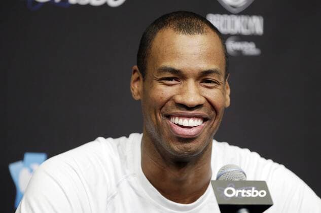 Brooklyn Nets Jason Collins speaks to the media before his home debut in a game against the Chicago Bulls at Barclays Center in New York City on March 3, 2014. More than a week after becoming the league s first openly gay player, Collins will play in his first home game Monday night when the Brooklyn Nets host the Chicago Bulls.  NYP20140303123