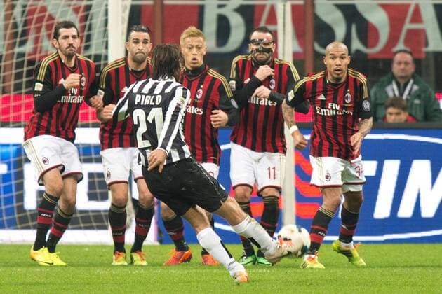 Andrea Pirlo (Juventus), MARCH 2, 2014 - Football Soccer : Andrea Pirlo of Juventus takes a free kick during the Italian Serie A match between AC Milan 0-2 Juventus at Stadio Giuseppe Meazza in Milan, Italy. Noxthirdxpartyxsales  (bxlb054017)