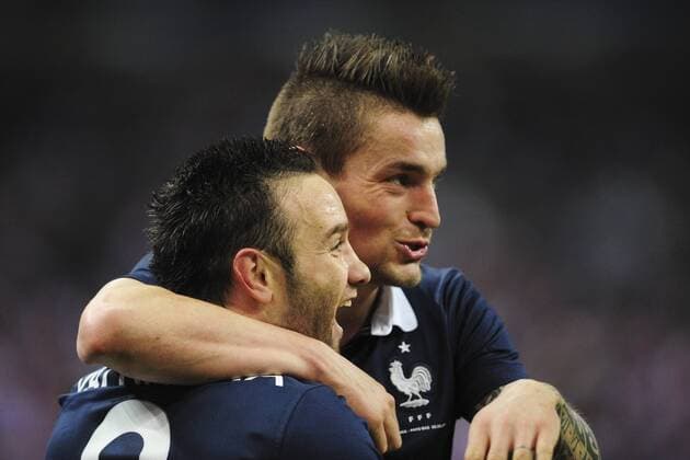 joie de Mathieu Valbuena (Fra) et Mathieu Debuchy (Fra) apres le but de Blaise Matuidi (Fra) FOOTBALL : France vs Pays Bas - MAtch Amical - 05 03 2014 JBAutissier Panoramic 