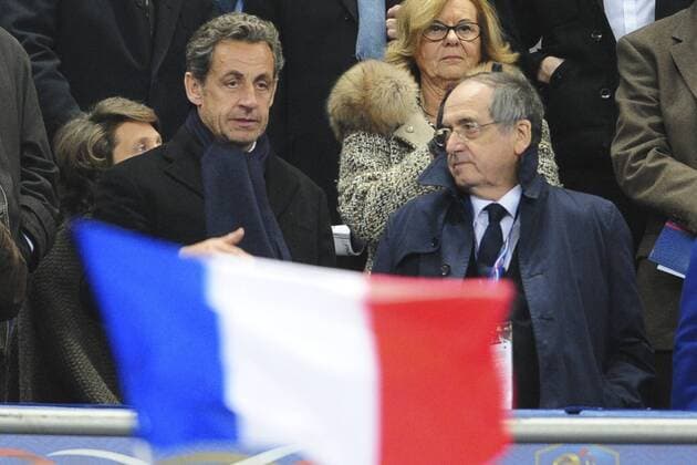 Nicolas Sarkozy - Noel Le Graet - FFF president CELEBRITES : France vs Netherlands - Friendly 2014 - 05 03 2014 JBAutissier Panoramic 