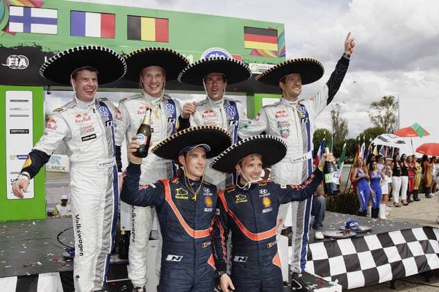 Miikka Anttila (FIN), Jari-Matti Latvala (FIN), Julien Ingrassia (F), Sebastien Ogier (F), Thierry Neuville (B), Nicolas Gilsoul (B) WRC Rally Mexico 2014 Rally Mexico 2014