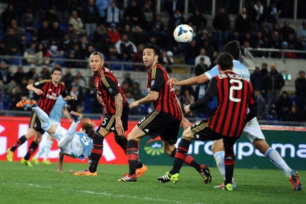 Alvaro Gonzalez. Goal celebration. Roma 23-03-2014 Stadio Olimpico. Football Calcio 2013 2014 Serie A. Lazio Rom vs AC Mailand AntoniettaxBaldassarre