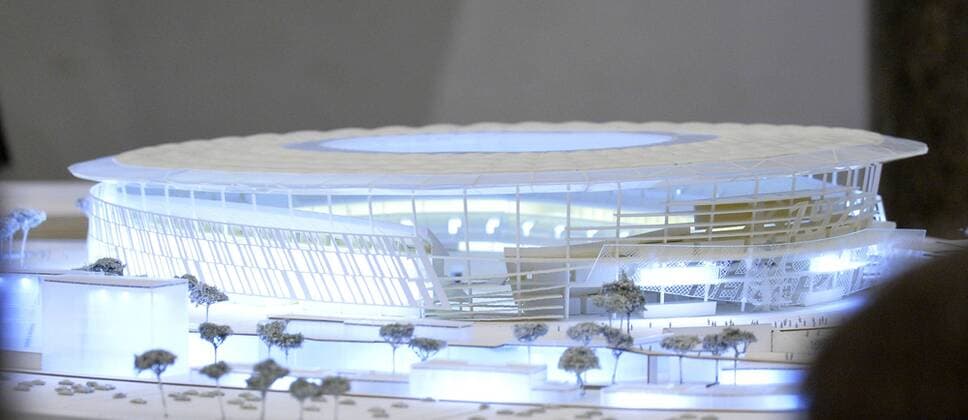 Model of new Stadium. Roma 26-03-2014 Campidoglio, Press Conference to present the new AS Roma stadium project . AntoxBalda