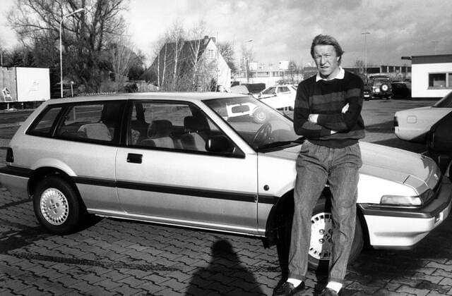 Horst Hrubesch mit seinem Honda