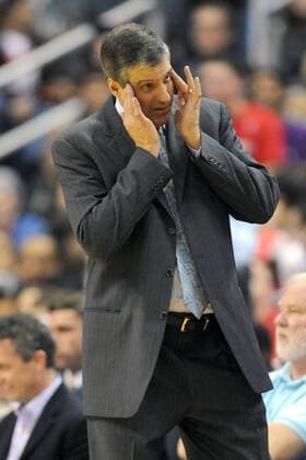 March 29, 2014 - Washington, DC, USA - Washington Wizards head coach Randy Wittman reacts to a call during the second half against the Atlanta Hawks at the Verizon Center in Washington, D.C., Saturday, March 29, 2014. The Wizards won 101-97. NBA Basketball Herren USA Hawks v Wizards - ZUMAm67