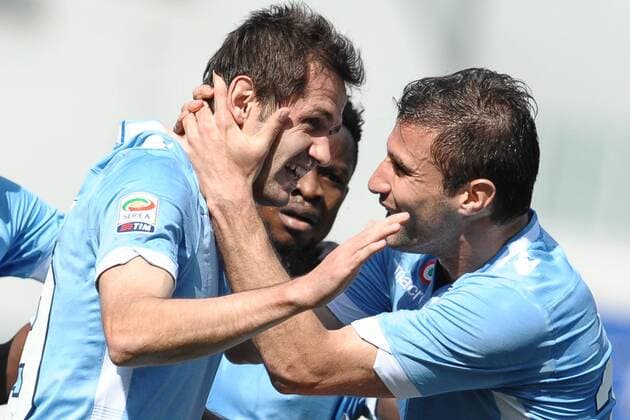 Senad Lulic Lazio. Goal celebration. Roma 30-03-2014 Stadio Olimpico. Football Calcio 2013 2014 Serie A. Lazio Rom vs FC Parma AntoniettaxBaldassarre